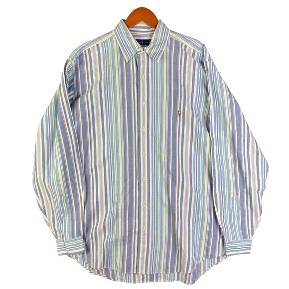 Ralph Lauren‎ Light Brushpopper Striped Long Sleeve Shirt Multicolor Large TALL - Picture 1 of 11